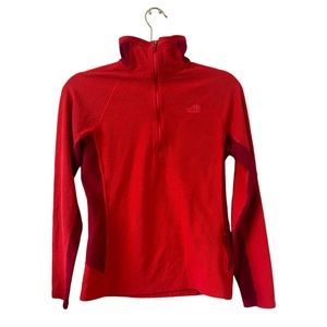 The North Face 1/4 Zip Orange and Pink Pullover Fleece Sweater Women's Small